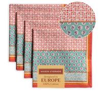 Maison d' Hermine Lot de 4 Serviettes de Table 100% Coton, carrées, réutilisables et lavables, pour Un Usage Quotidien, dîner, Mariage Printemps Été (Provence, 45 cm x 45 cm)