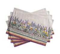 Maison d' Hermine - Lot de 4 Sets de Table 100% Coton lavables et réutilisables pour la Maison, la Cuisine, Les Repas, Les fêtes, Les Mariages Printemps Été (Fanny Lavender, 33 cm x 48 cm)