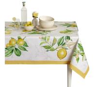 Maison d' Hermine Nappe de Table décorative 100% Coton - Carrée - Lavable - pour Cuisine, Repas, Buffet et Camping - Motif Limoncello - Printemps/été - 160 x 220 cm
