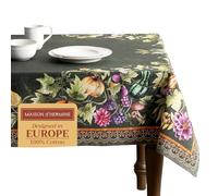 Maison d' Hermine Pumpkin Garden - Dark Green Nappe 100% Coton pour la Cuisine dîner Table décoration de fête Mariage, fête mères, Thanksgiving, Noël (Rectangle, 140cm x 180cm)