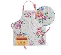 Maison d' Hermine Rose Garden Tablier de cuisine 100% coton avec col réglable et poche centrale dissimulée, longues cravates pour femmes/hommes chef cuisine, fête mères (70cm x 85cm)