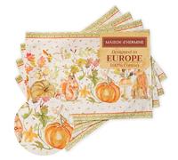 Maison d' Hermine Sets de Table 100% Coton (33 cm x 48 cm, Lot de 4) | Lavable et Réutilisable pour la cuisine la salle à manger les fêtes décorations de Thanksgiving et de Noël - Pumpkin Passion