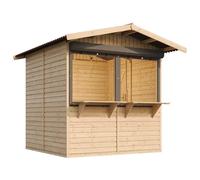 TIMBELA M149Z Kiosque en bois, Étal de marché en bois H232x253x263 cm/4 m2