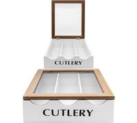 Maison Des Cadeaux Range-couverts US410 - Couvercle à fenêtre en acrylique - 3 compartiments