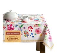 Maison d'Hermine Nappe rectangulaire 100% Coton 180 cm x 140 cm, Réutilisable, idéal au Quotidien, pour Les Repas, Les fêtes et la Cuisine Printemps/été (Happy Florals - Sweety)