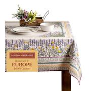 Maison d'Hermine Nappe rectangulaire 100% Coton 180 cm x 140 cm, Réutilisable, idéal au Quotidien, pour Les Repas, Les fêtes et la Cuisine Printemps/été (Fanny Lavender)