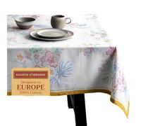 Maison d'Hermine Nappe rectangulaire 100% Coton 180 cm x 140 cm, Réutilisable, idéal au Quotidien, pour Les Repas, Les fêtes et la Cuisine Printemps/été (Paradise Island)
