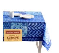 Maison d'Hermine Nappe rectangulaire 100% Coton 180 cm x 140 cm, Réutilisable, idéal au Quotidien, pour Les Repas, Les fêtes et la Cuisine Printemps/été (Indigo Love)