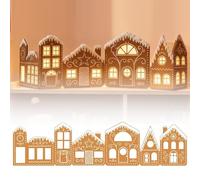 Maison En Pains D'épices De Noël Illuminée, Décoration Pliable, Villages De Noël, Maison En Pains D'épices De Noëls, Kit En Carton, Kit De Décoration Intérieure De Vacances Réutilisable, 99 X 25 Cm