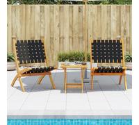 Maison Exclusive - 2 chaises pliantes, noires, en bois d'acacia massif avec revêtement en tissu