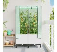 Maison Exclusive - 2 jardinières avec couvercle de serre et roues, couleur blanche