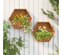 Maison Exclusive - 2 jardinières murales en acier corten patiné, dimensions : 46 x 10 x 40 cm