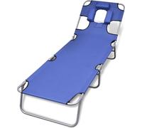Maison Exclusive - Chaise longue pliante avec oreiller Acier thermolaqué Bleu