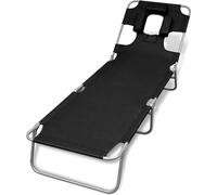 Maison Exclusive - Chaise longue pliante avec oreiller Acier thermolaqué Noir