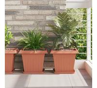 Maison Exclusive - Coffret de 24 pots carrés, couleur brique, dimensions 33 x 33 x 26 cm