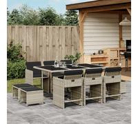 Maison Exclusive - Ensemble à manger de jardin 11pcs avec coussins gris poly rotin