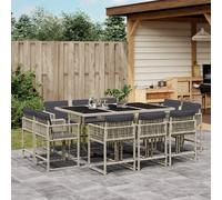 Maison Exclusive - Ensemble à manger de jardin 11pcs avec coussins gris poly rotin