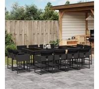 Maison Exclusive - Ensemble à manger de jardin 13 pcs coussins noir résine tressée