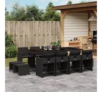 Maison Exclusive - Ensemble à manger de jardin 13 pcs coussins noir résine tressée