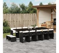 Maison Exclusive - Ensemble à manger de jardin 15 pcs coussins noir résine tressée
