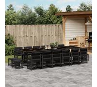 Maison Exclusive - Ensemble à manger de jardin 17 pcs coussins noir résine tressée