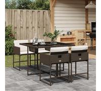 Maison Exclusive - Ensemble à manger de jardin 5 pcs et coussins marron poly rotin