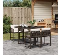 Maison Exclusive - Ensemble à manger de jardin 5 pcs et coussins marron poly rotin
