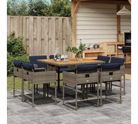Maison Exclusive - Ensemble à manger de jardin 9 pcs coussins gris résine tressée