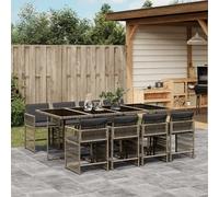 Maison Exclusive - Ensemble à manger de jardin 9 pcs coussins gris résine tressée