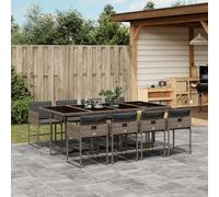 Maison Exclusive - Ensemble à manger de jardin 9 pcs coussins gris résine tressée