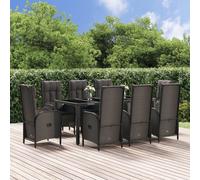 Maison Exclusive - Ensemble à manger de jardin 9pcs et coussins noir et gris