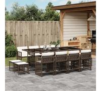 Maison Exclusive - Ensemble à manger de jardin avec coussins 13 pcs marron rotin