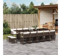 Maison Exclusive - Ensemble à manger de jardin avec coussins 15 pcs marron rotin