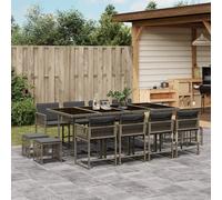 Maison Exclusive - Ensemble à manger de jardin coussins 13 pcs gris résine tressée