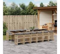 Maison Exclusive - Ensemble à manger de jardin coussins 13 pcs mélange beige rotin