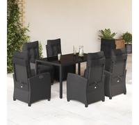 Maison Exclusive - Ensemble à manger de jardin coussins 7pcs Noir Résine tressée
