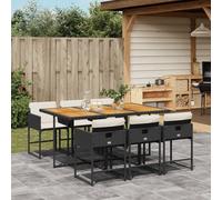 Maison Exclusive - Ensemble à manger de jardin coussins 7pcs Noir Résine tressée