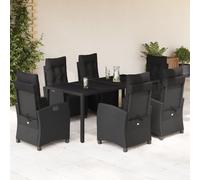 Maison Exclusive - Ensemble à manger de jardin coussins 7pcs Noir Résine tressée