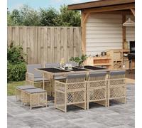 Maison Exclusive - Ensemble à manger de jardin et coussins 11 pcs beige poly rotin