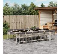 Maison Exclusive - Ensemble à manger de jardin et coussins 13 pcs gris clair rotin