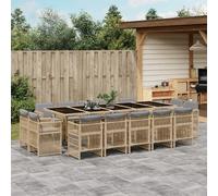 Maison Exclusive - Ensemble à manger de jardin et coussins 15 pcs mélange beige