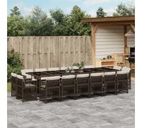 Maison Exclusive - Ensemble à manger de jardin et coussins 17 pcs marron rotin