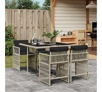 Maison Exclusive - Ensemble à manger de jardin et coussins 5 pcs gris clair rotin
