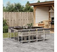 Maison Exclusive - Ensemble à manger de jardin et coussins 9 pcs gris clair rotin