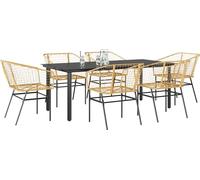 Maison Exclusive - Ensemble à manger jardin 7pcs marron rpoly otin verre