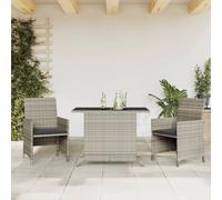 Maison Exclusive - Ensemble bistrot 3 pièces avec coussins, gris clair, rotin synthétique
