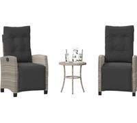 Maison Exclusive - Ensemble bistrot 3 pièces avec coussins, gris clair, rotin synthétique