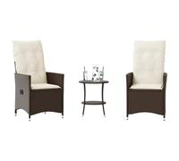 Maison Exclusive - Ensemble bistrot 3 pièces avec coussins, polyrotin marron