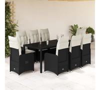 Maison Exclusive - Ensemble bistrot de jardin 9 pièces avec coussins, rotin synthétique noir