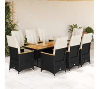 Maison Exclusive - Ensemble bistrot de jardin 9 pièces avec coussins, rotin synthétique noir